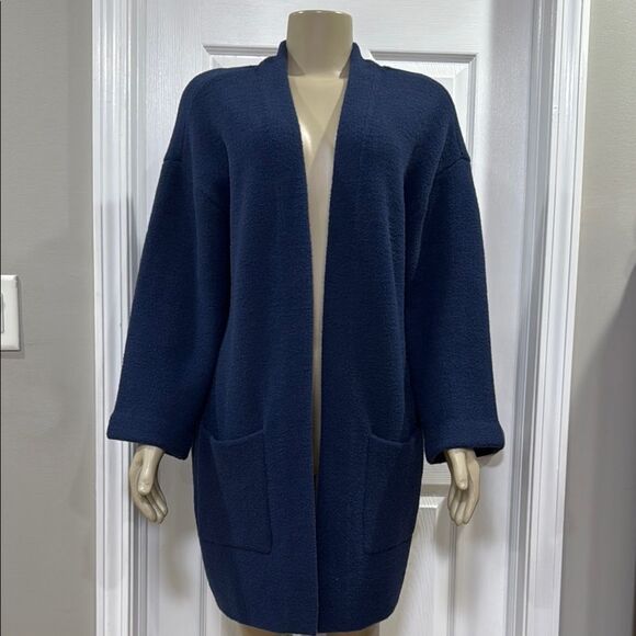 ALFANI OPEN FRONT LONG CARDIGAN. NAVY BLUE - Picture 1 of 8